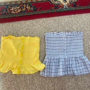 Abercrombie & Fitch Yellow Smocked Tube Top